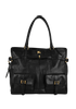 Buckles Detail Tote, &pound;295, Handbags, Black, Leather, Front view